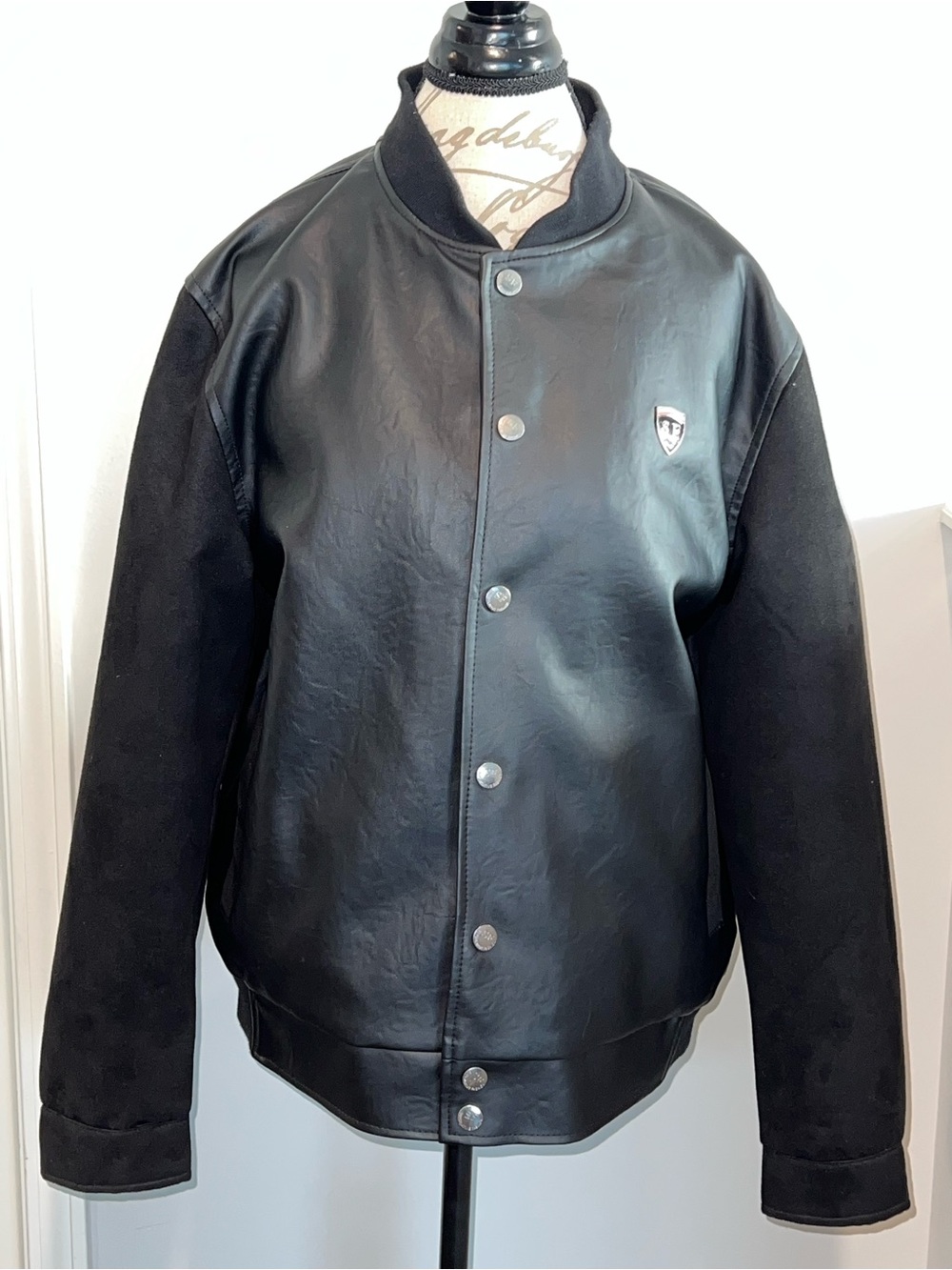 SF Superlative Fashion Black Leather Bomber Jacket - Men’s (fits like L)